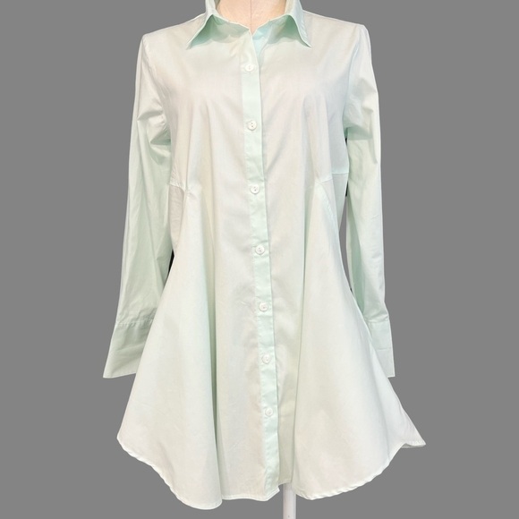 INAE collection light mint generous fit buttoned down long sleeve shirt dress - Picture 1 of 17